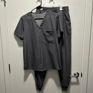 Figs Catarina One Pocket Scrub Top & Zamora High Waisted Joggers Size Medium